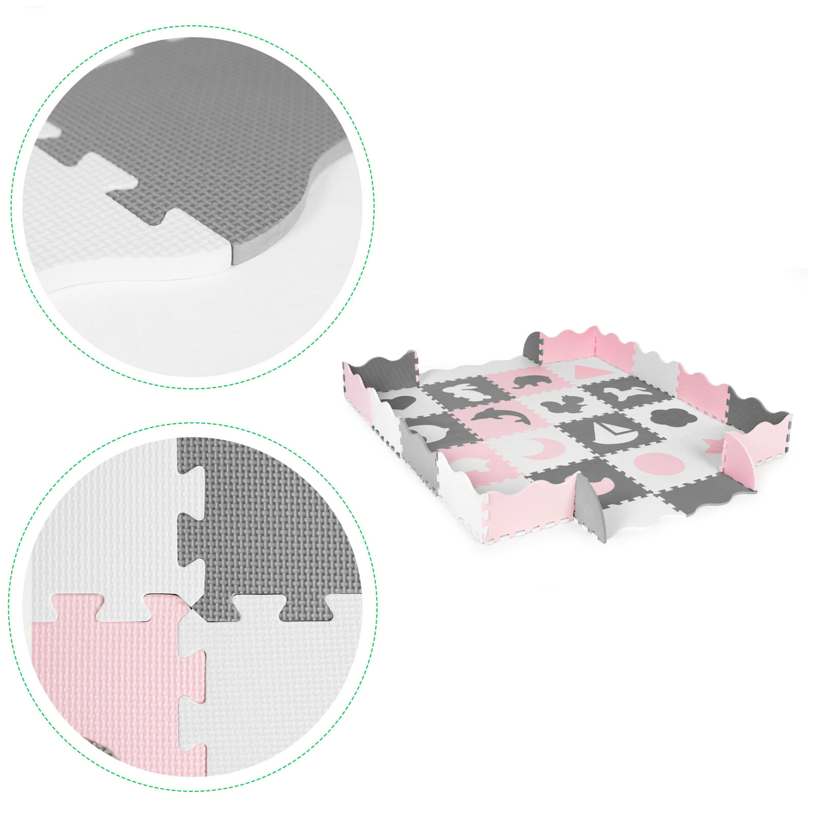 Mata piankowa z płotkiem puzzle suchy basen 36 elementów ECOTOYS - obrazek 3
