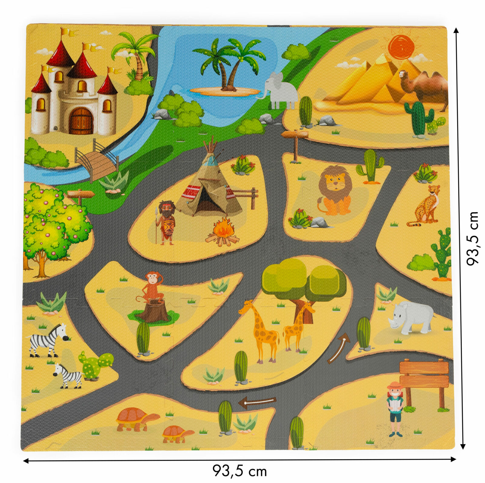 Mata piankowa dla dzieci puzzle safari 9el 93x93cm - obrazek 5