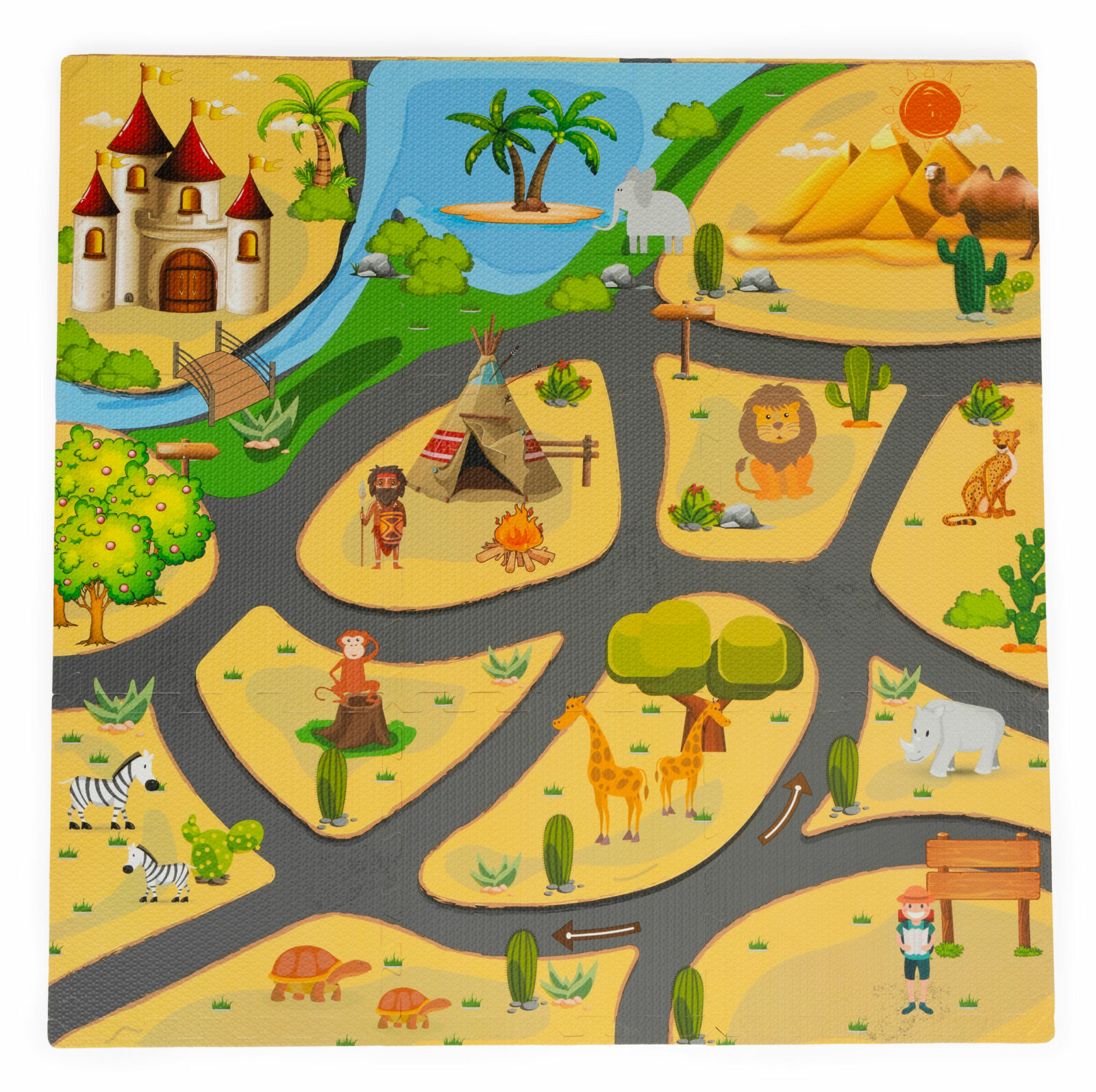 Mata piankowa dla dzieci puzzle safari 9el 93x93cm - obrazek 2