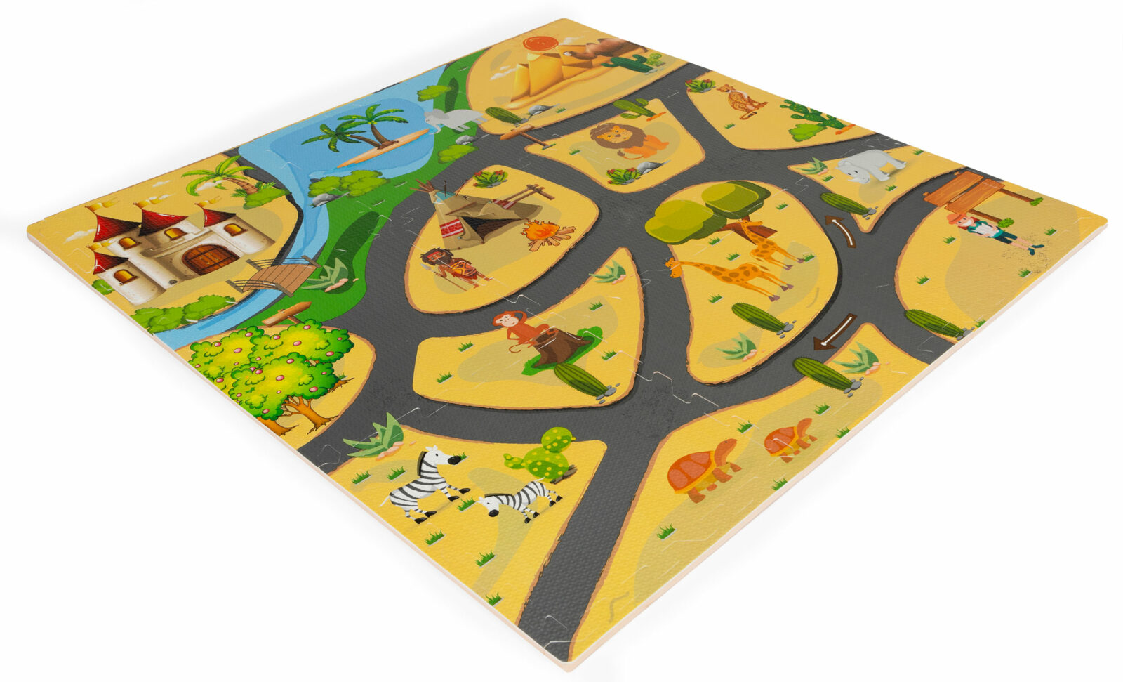 Mata piankowa dla dzieci puzzle safari 9el 93x93cm - obrazek 3