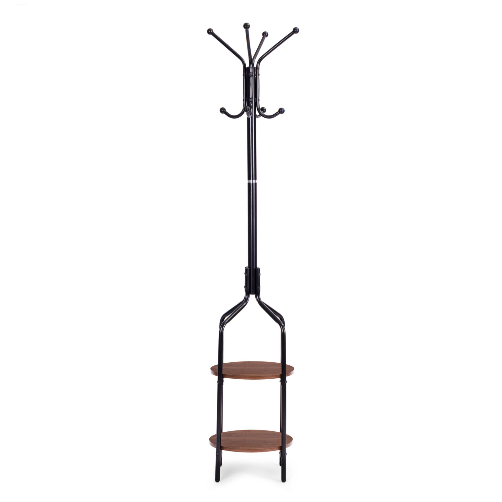 Wieszak stojący z półkami 8 haczyków 180 cm metal czarny - obrazek 2