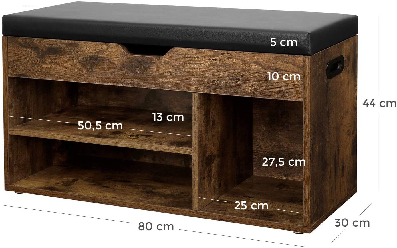 Szafka na buty regał z siedziskiem LOFT drewniana - obrazek 8