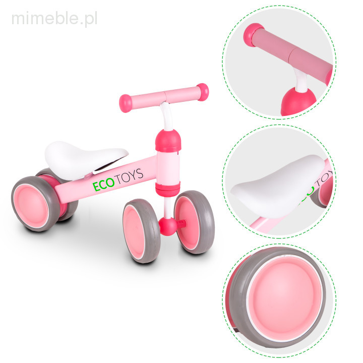 Rowerek biegowy mini rower Practise Pink Ecotoys - obrazek 7