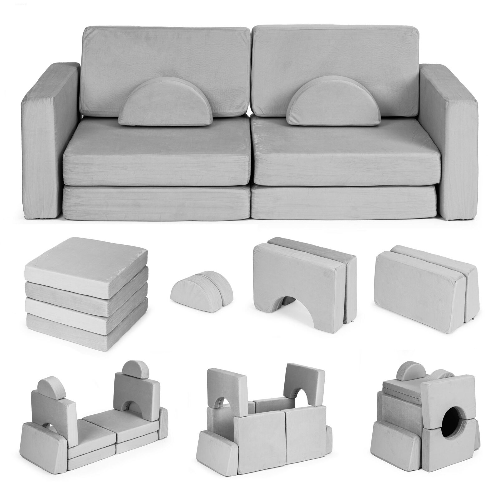 Sofa składana modułowa dla dzieci duża 2 osobowa - szara - obrazek 2