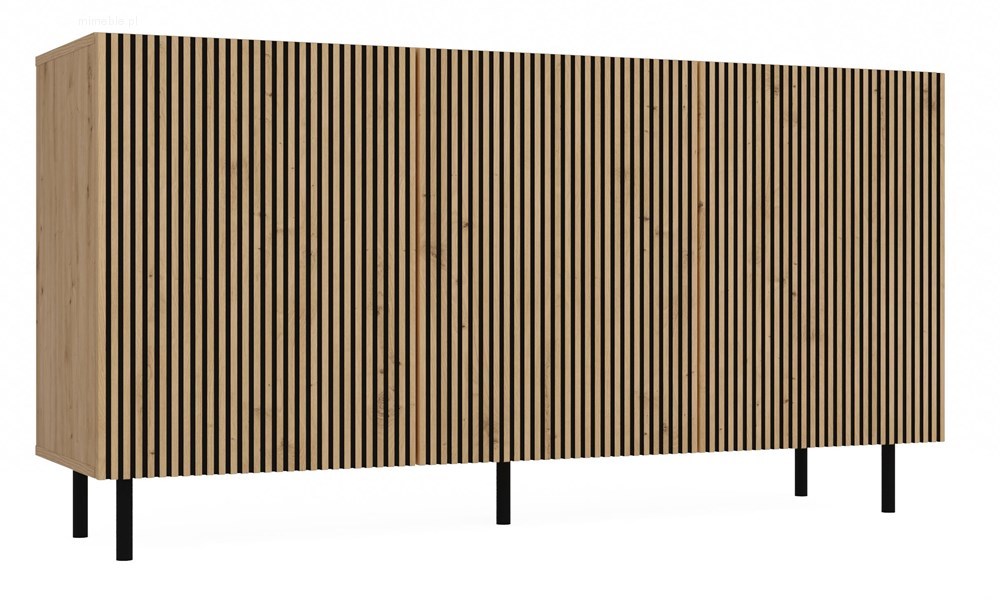 KOMODA KAMA 3 DRZWI CZERŃ/SLIM LAMELE KOMPLET