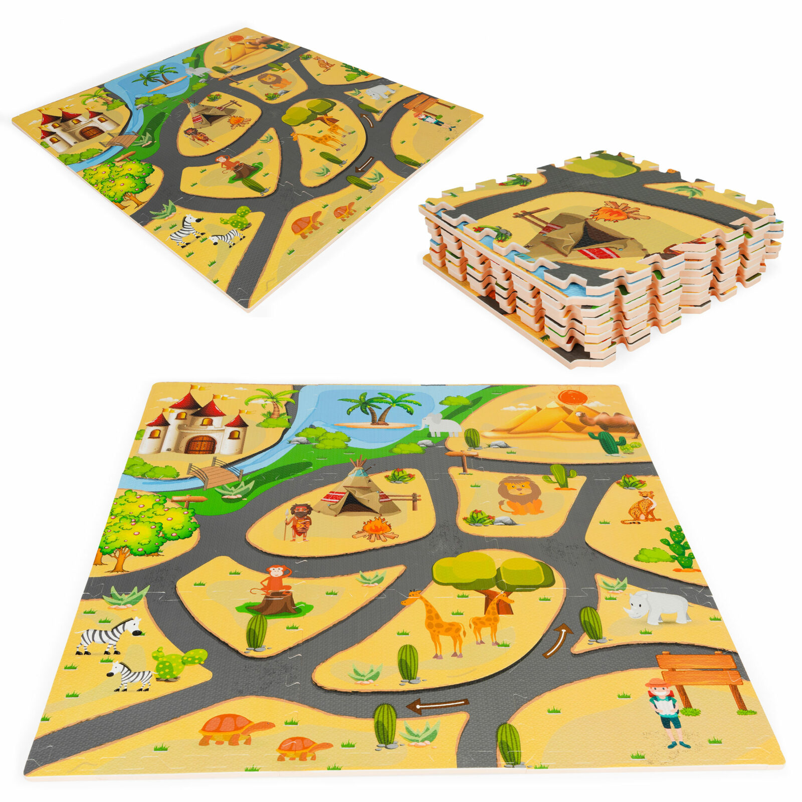 Mata piankowa dla dzieci puzzle safari 9el 93x93cm - obrazek 6
