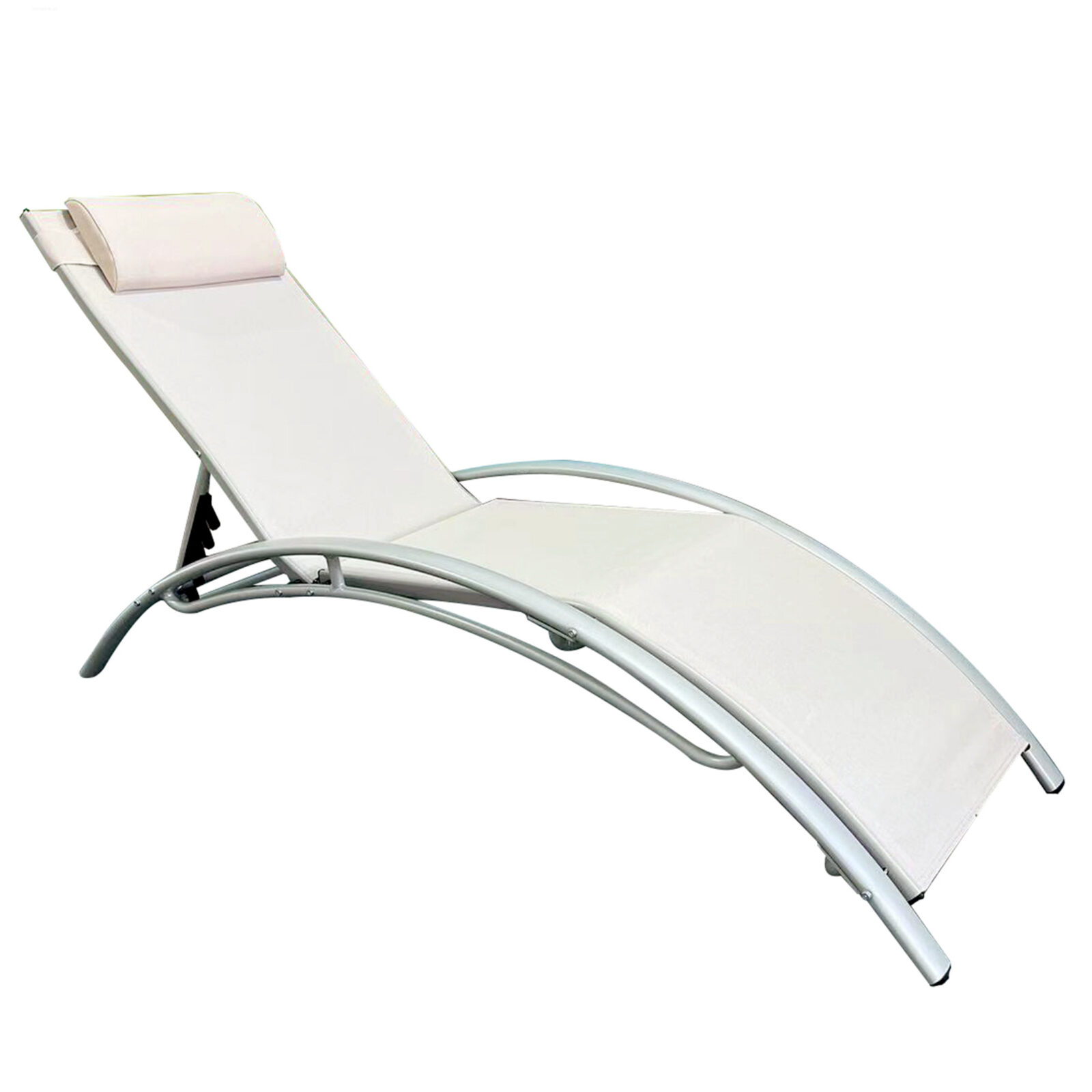 Komplet dwa leżaki leżanki ogrodowe aluminium beż - obrazek 4