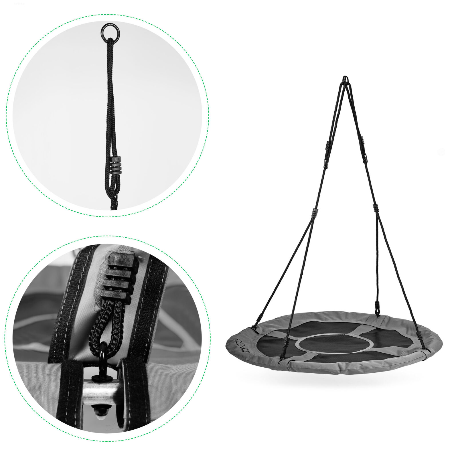 Huśtawka ogrodowa bocianie gniazdo 100cm szara ECOTOYS - obrazek 5