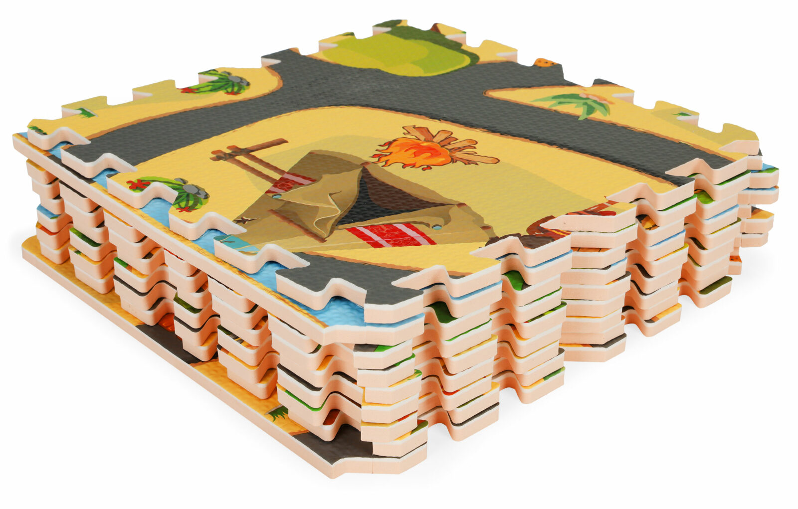 Mata piankowa dla dzieci puzzle safari 9el 93x93cm - obrazek 4