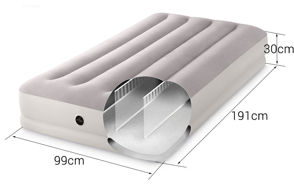 Materac pompowany do spania 191x99x30 cm jednosobowy z pompką USB INTEX 64177 - obrazek 4