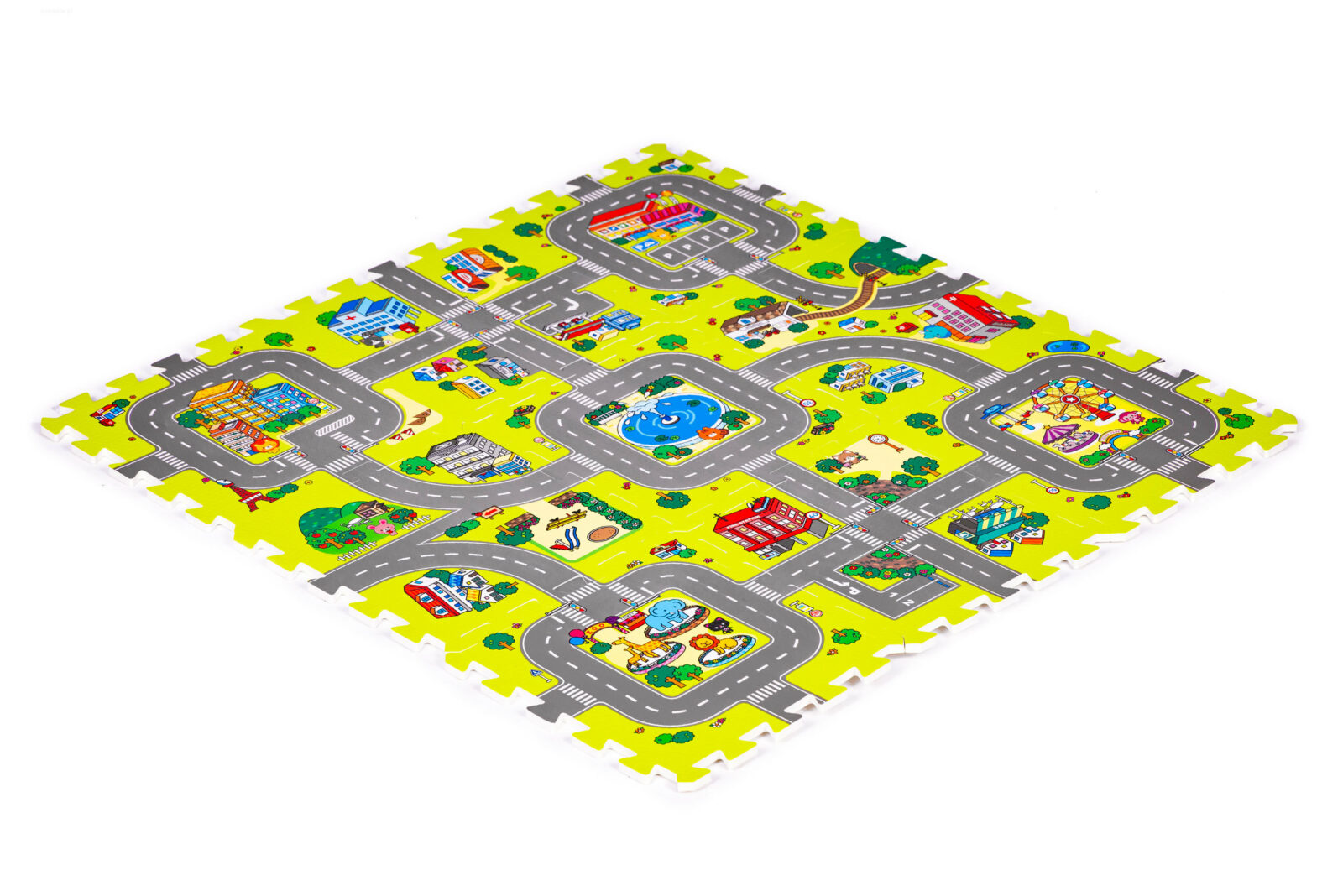 Mata piankowa dla dzieci miasto 9 elementów 90,5x90,5cm IPLAY - obrazek 3