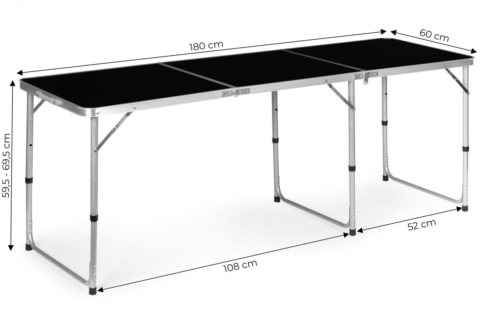 Stolik turystyczny stół składany kemping czarny blat 180 x 60 cm - obrazek 7